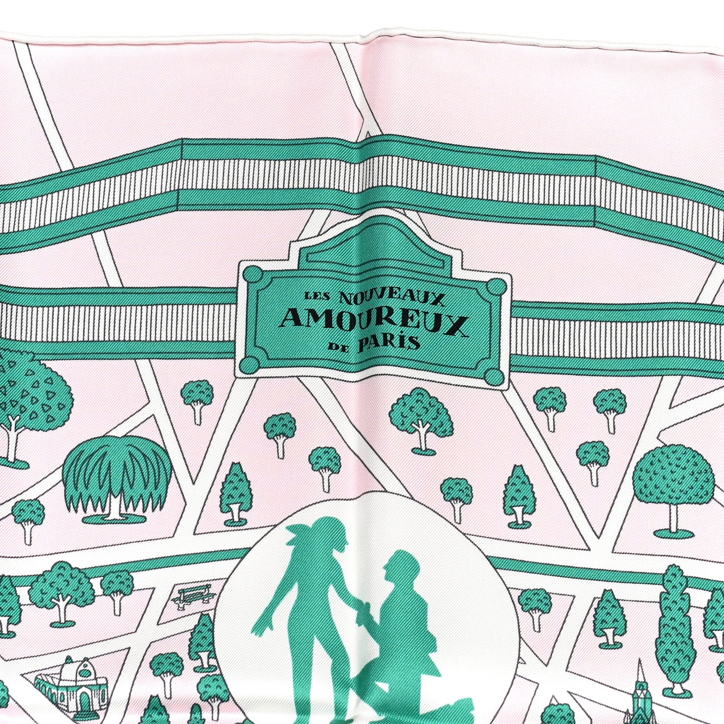 Silk Les Nouveaux Amoureux de Paris Scarf 90 Rose Pale Menthol