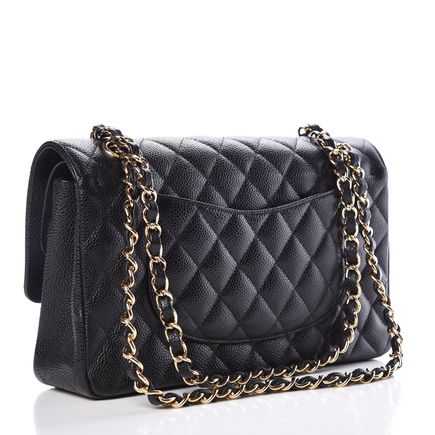 Caviar Quilted Medium Double Flap Black