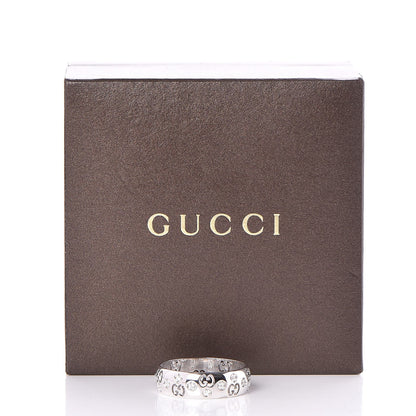 Gucci 18K White Gold Diamond 6mm Icon Band Ring 60 9 7 of 7