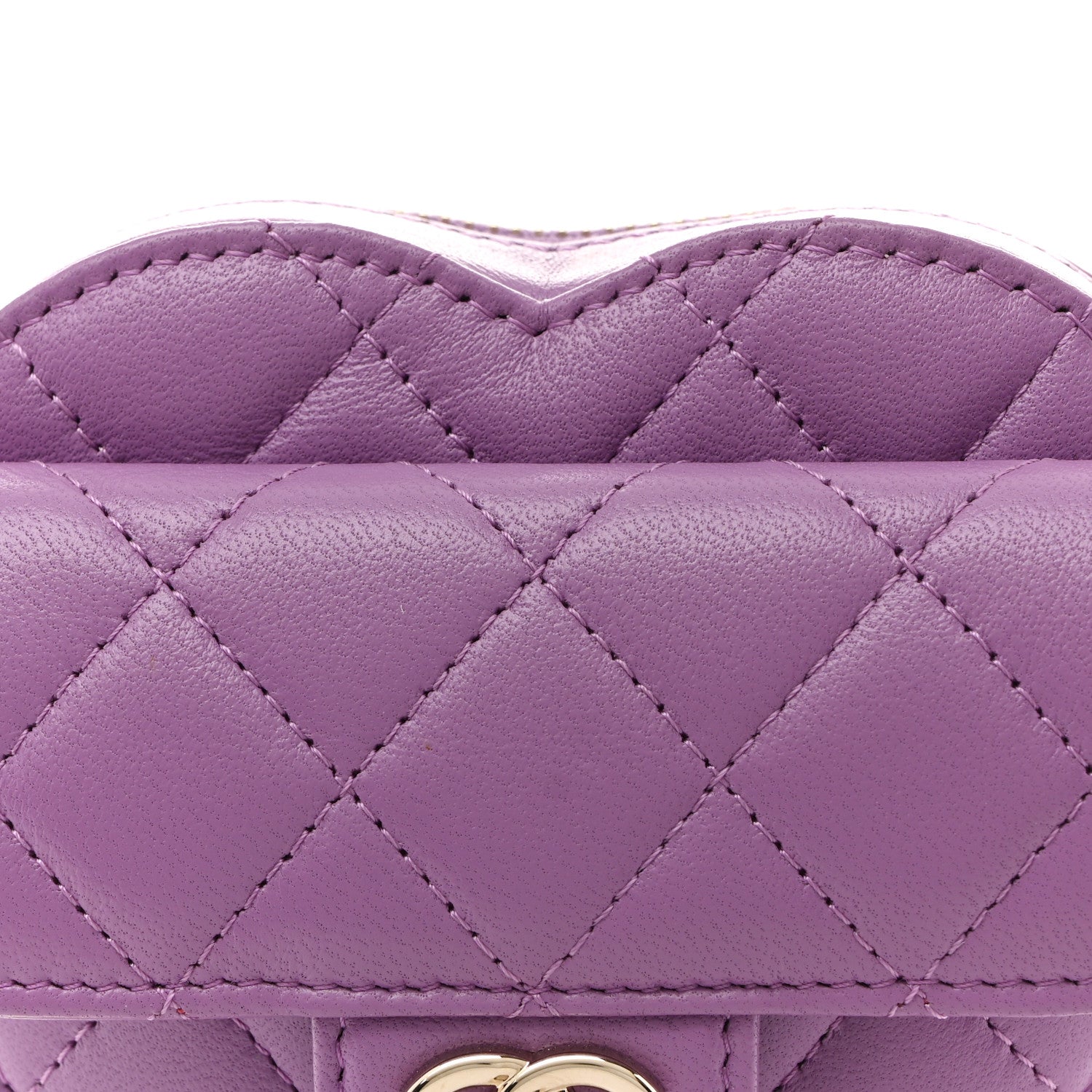 Chanel Lambskin Quilted CC In Love Heart Waist Belt Bag With Chain Purple 8 of 11