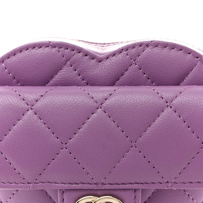 Chanel Lambskin Quilted CC In Love Heart Waist Belt Bag With Chain Purple 8 of 11