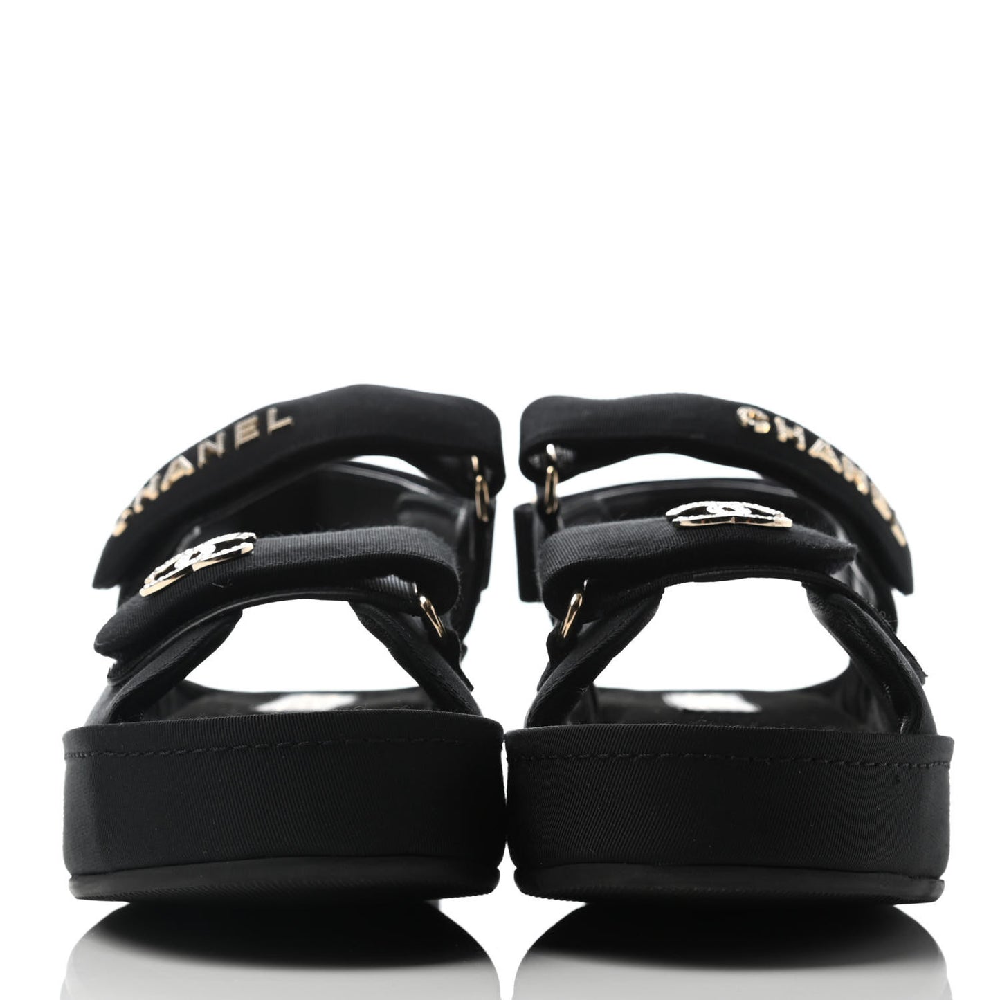 Grosgrain Crystal Logo Platform Sandals 39 Black