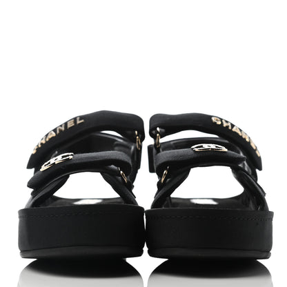 Chanel Grosgrain Crystal Logo Platform Sandals 39 Black 2 of 6