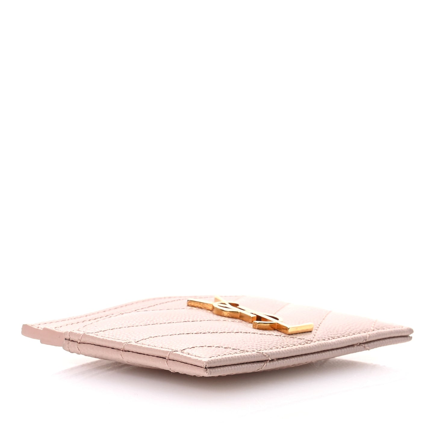 Grain De Poudre Matelasse Chevron Monogram Credit Card Case Pale Pink