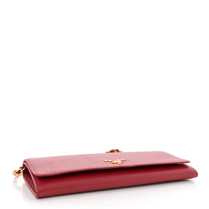 Prada Saffiano Metal Oro Chain Wallet Fuoco 4 of 9