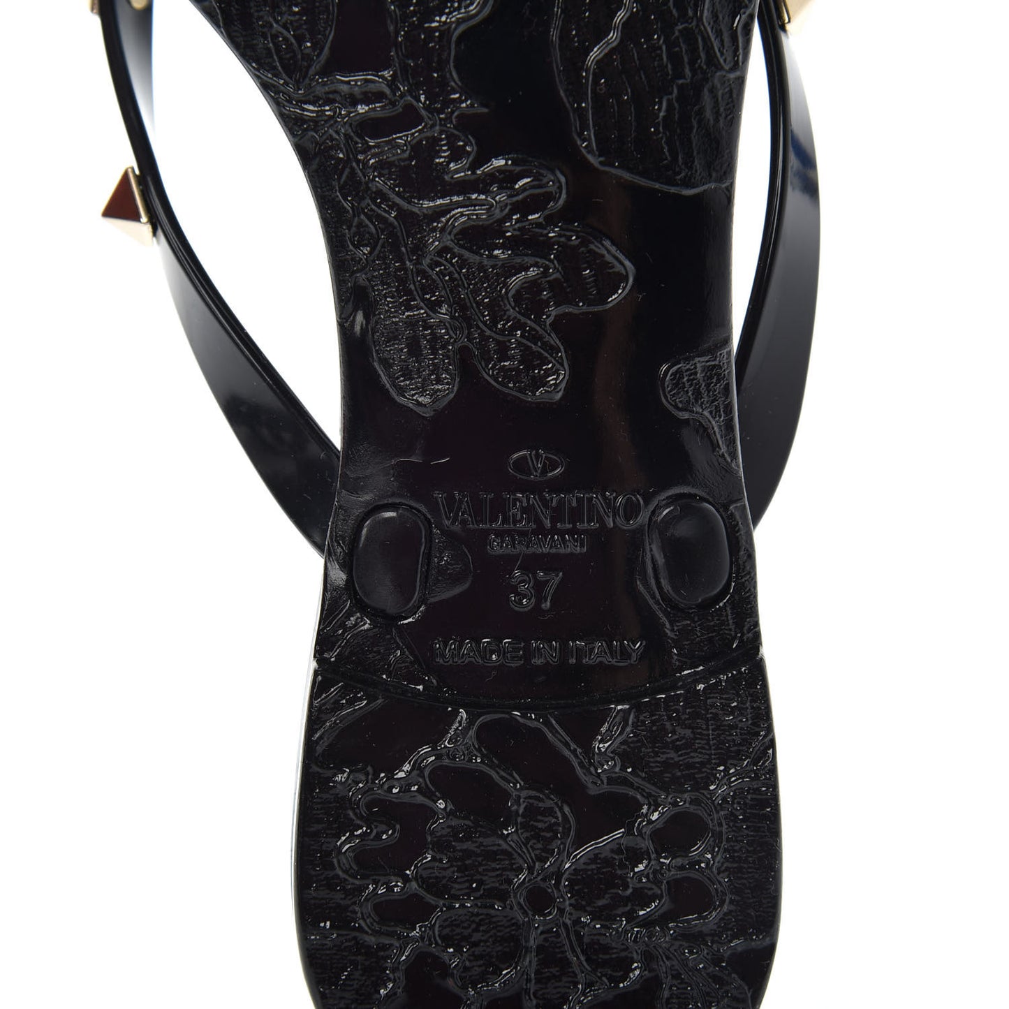 PVC Jelly Rockstud Bow Thong Sandals 37 Black