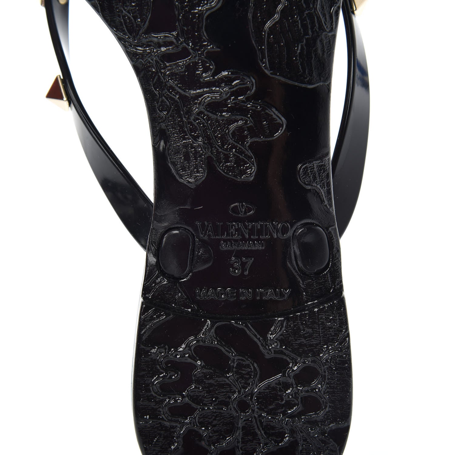 Valentino Garavani PVC Jelly Rockstud Bow Thong Sandals 37 Black 9 of 10