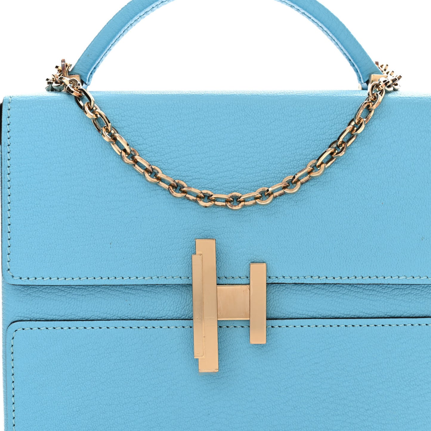 Chevre Mysore Cinhetic Boxy Top Handle Bag Bleu De Nord