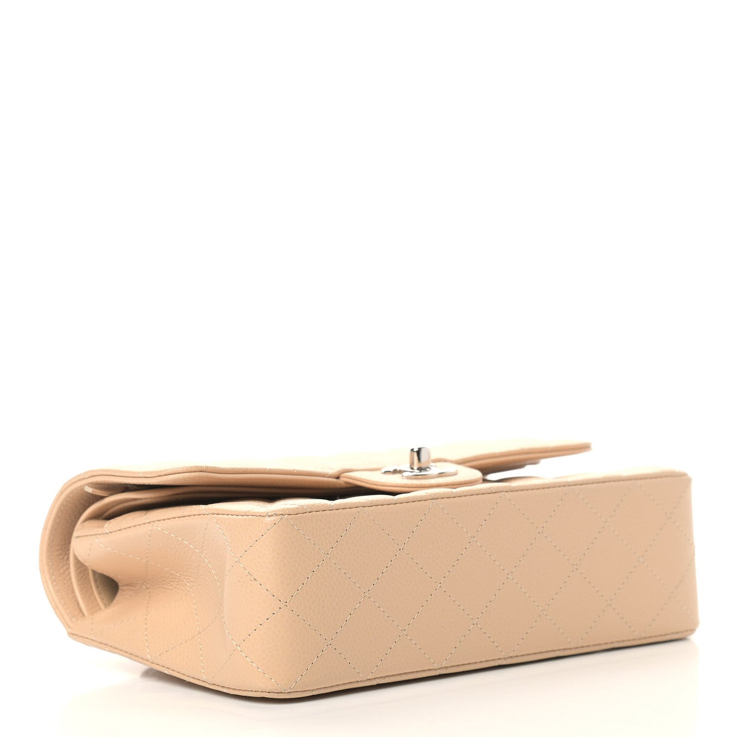 Caviar Quilted Small Double Flap Beige