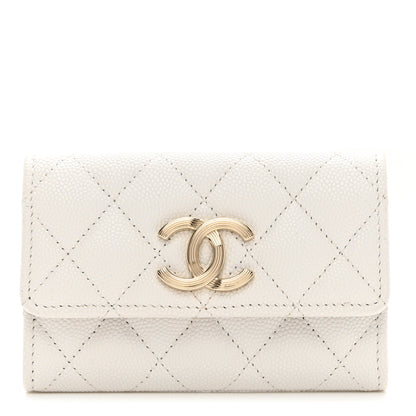 Chanel Caviar Quilted CC Flap Card Holder White 1 of 9