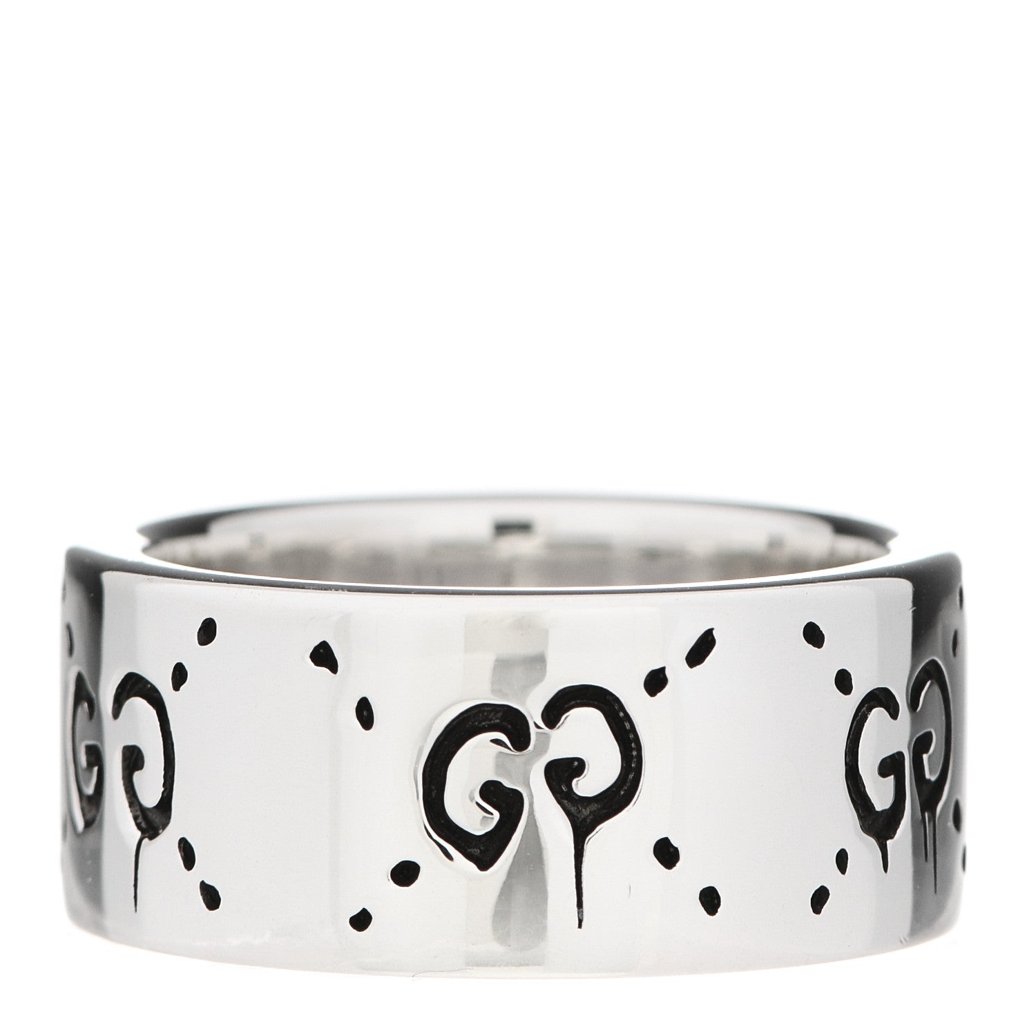 Gucci Sterling Silver GucciGhost Hamlet Skull Band Ring 53 6.25 3 of 7