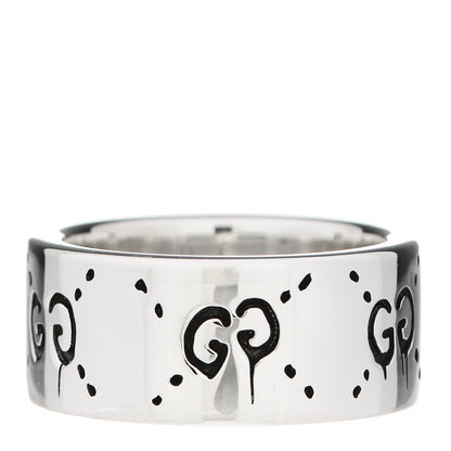 Gucci Sterling Silver GucciGhost Hamlet Skull Band Ring 53 6.25 3 of 7