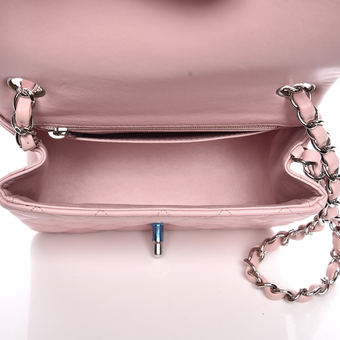 Lambskin Quilted Mini Square Flap Light Pink