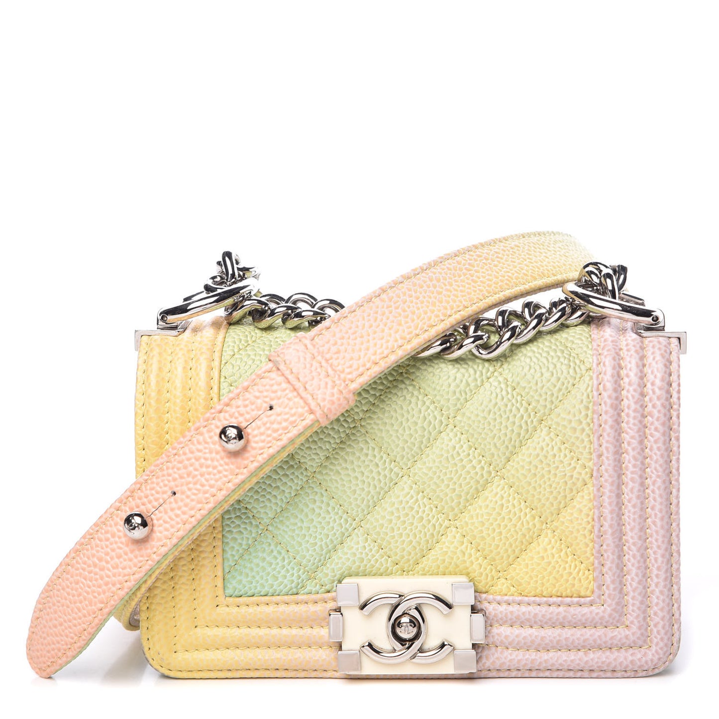 Caviar Quilted Mini Cuba Rainbow Boy Flap Pink Multicolor
