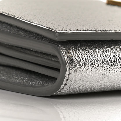 Saint Laurent Metallic Calfskin Classic Monogram Cassandre Wallet Silver 9 of 12