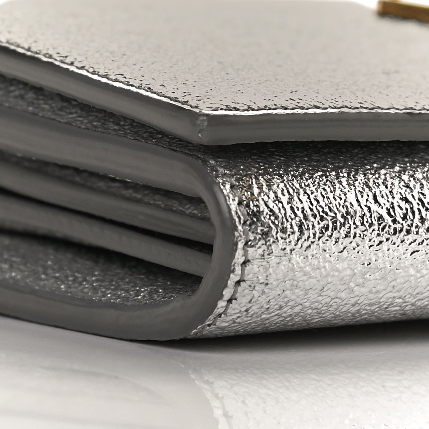 Metallic Calfskin Classic Monogram Cassandre Wallet Silver