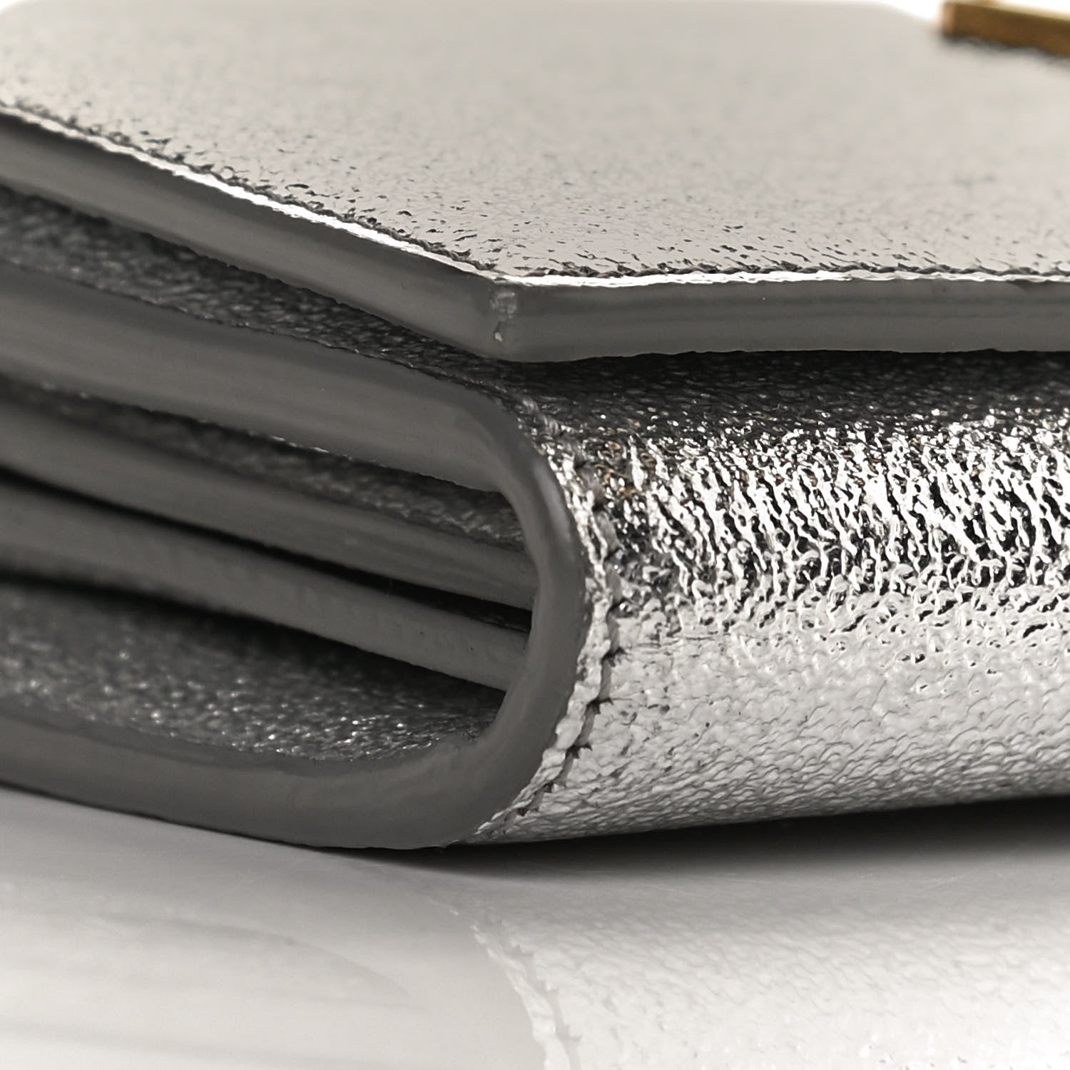 Saint Laurent Metallic Calfskin Classic Monogram Cassandre Wallet Silver 9 of 12