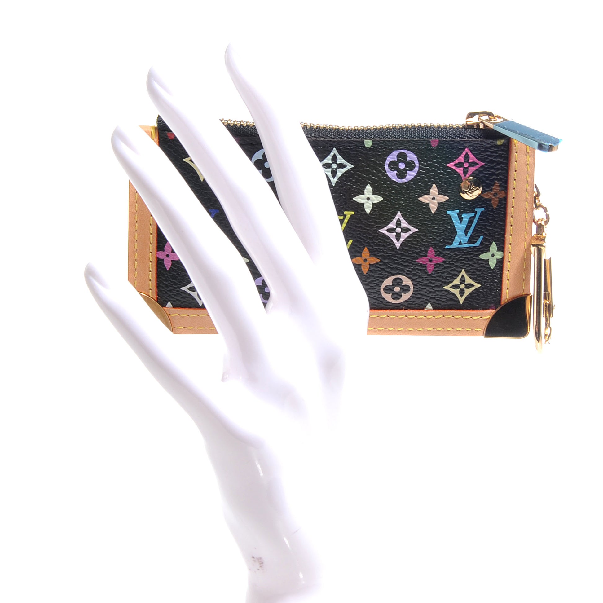 Louis Vuitton Monogram Multicolor Key Pouch Black 2 of 7