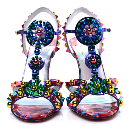Christian Louboutin Patent Embellished Goldora Disco 100 Sandals 36.5 Multicolor 2 of 8