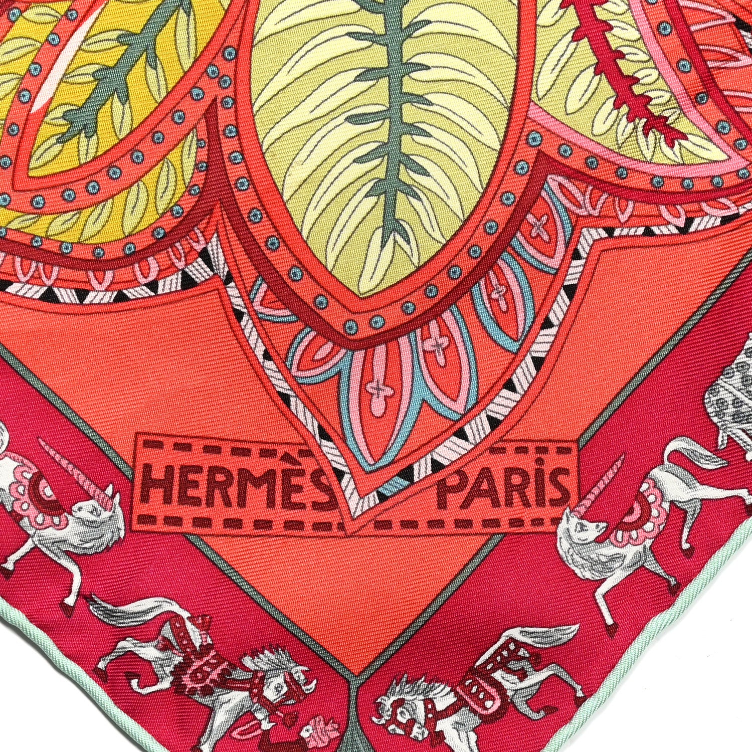 Hermes Silk Le Jardin De La Maharani Scarf 90 Rose Orange Bleu Acier 2 of 8