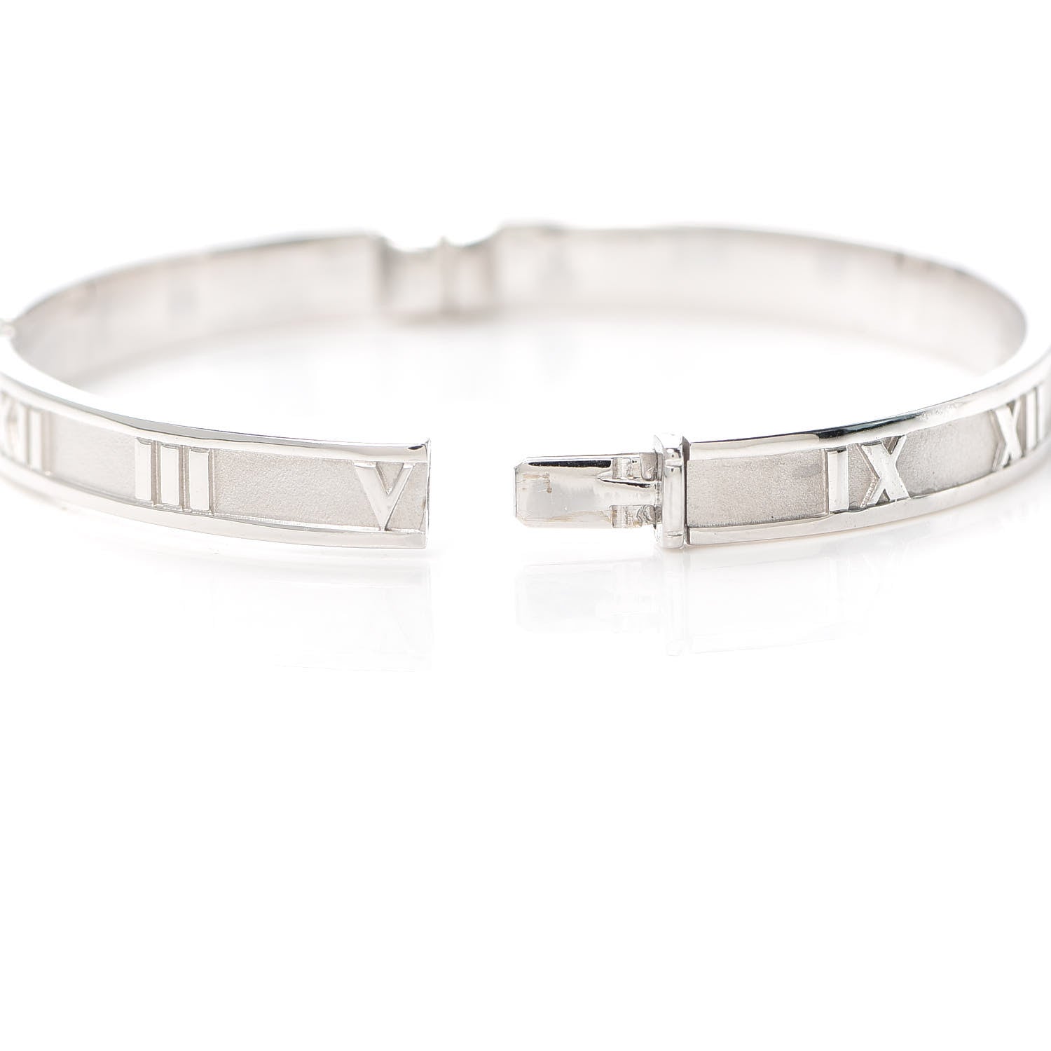 Tiffany 18K White Gold Diamond Atlas Closed Hinged Bangle Bracelet 5 of 6