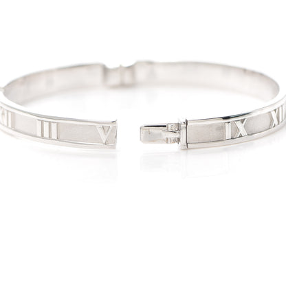 Tiffany 18K White Gold Diamond Atlas Closed Hinged Bangle Bracelet 5 of 6