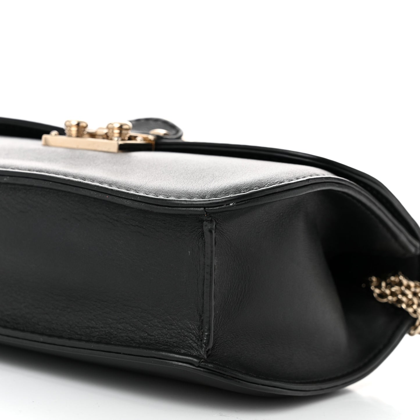 Vitello Small Glam Lock Rockstud Flap Black