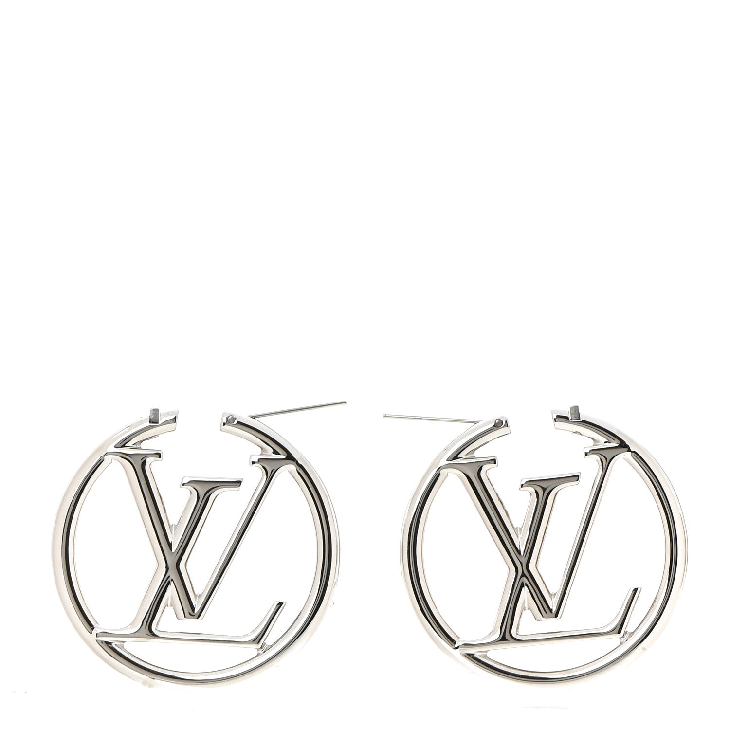 Louis Vuitton Palladium Louise Hoop Earrings Silver 3 of 5