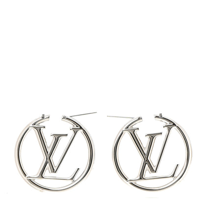 Louis Vuitton Palladium Louise Hoop Earrings Silver 3 of 5