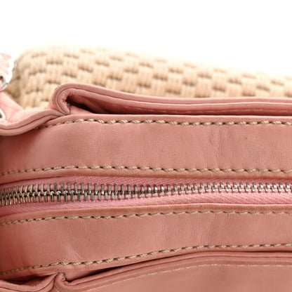Chanel Canvas Woven Lambskin Lax Accordion Hobo Pink 12 of 13
