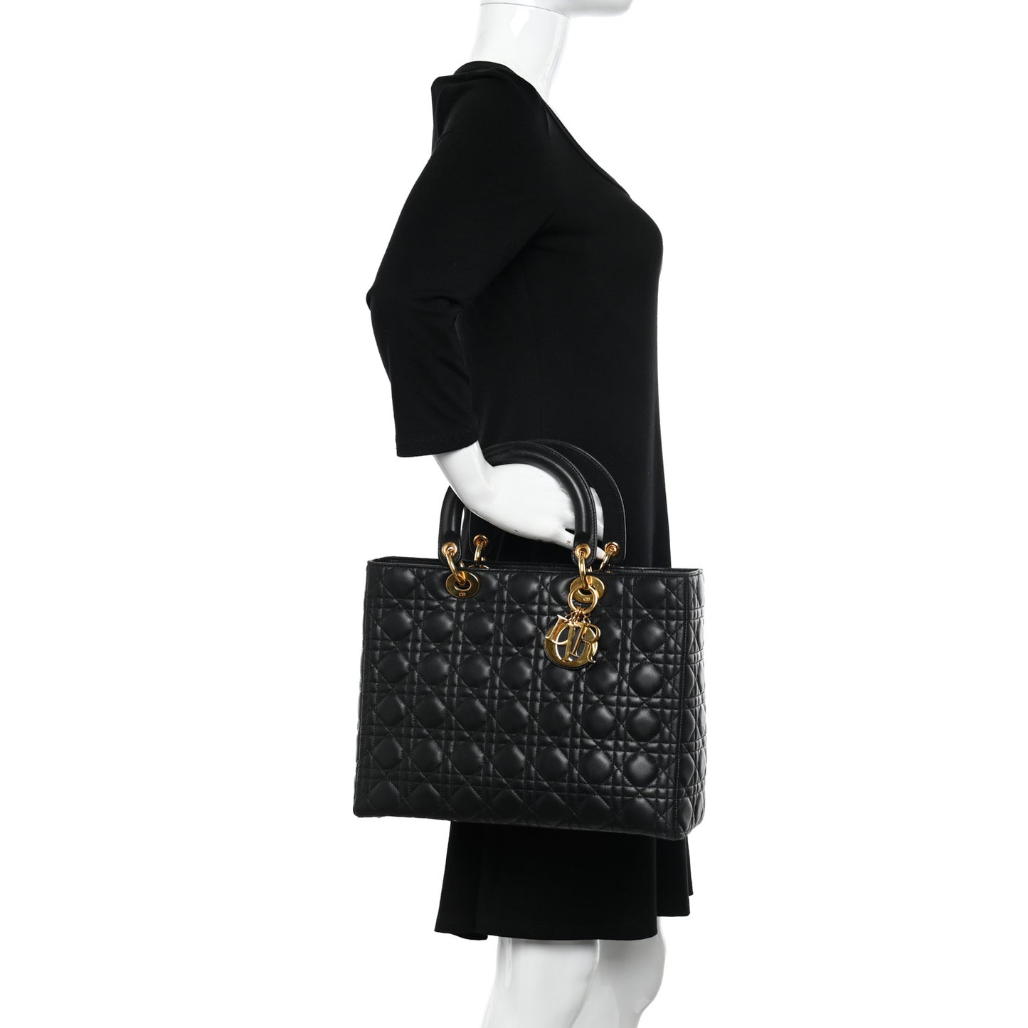 Lambskin Cannage Large Lady Dior Black