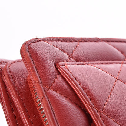 Chanel Lambskin Quilted Zipped Pocket Wallet Red 14 of 15