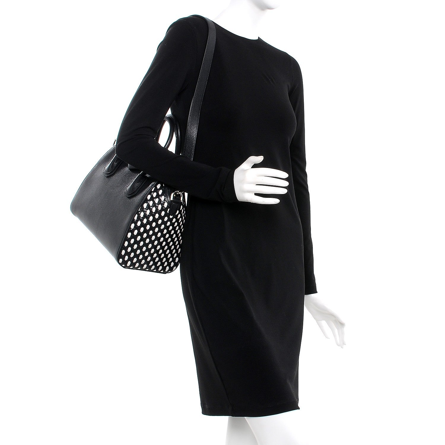 Givenchy Sugar Goatskin Woven Small Antigona Black White 2 of 7