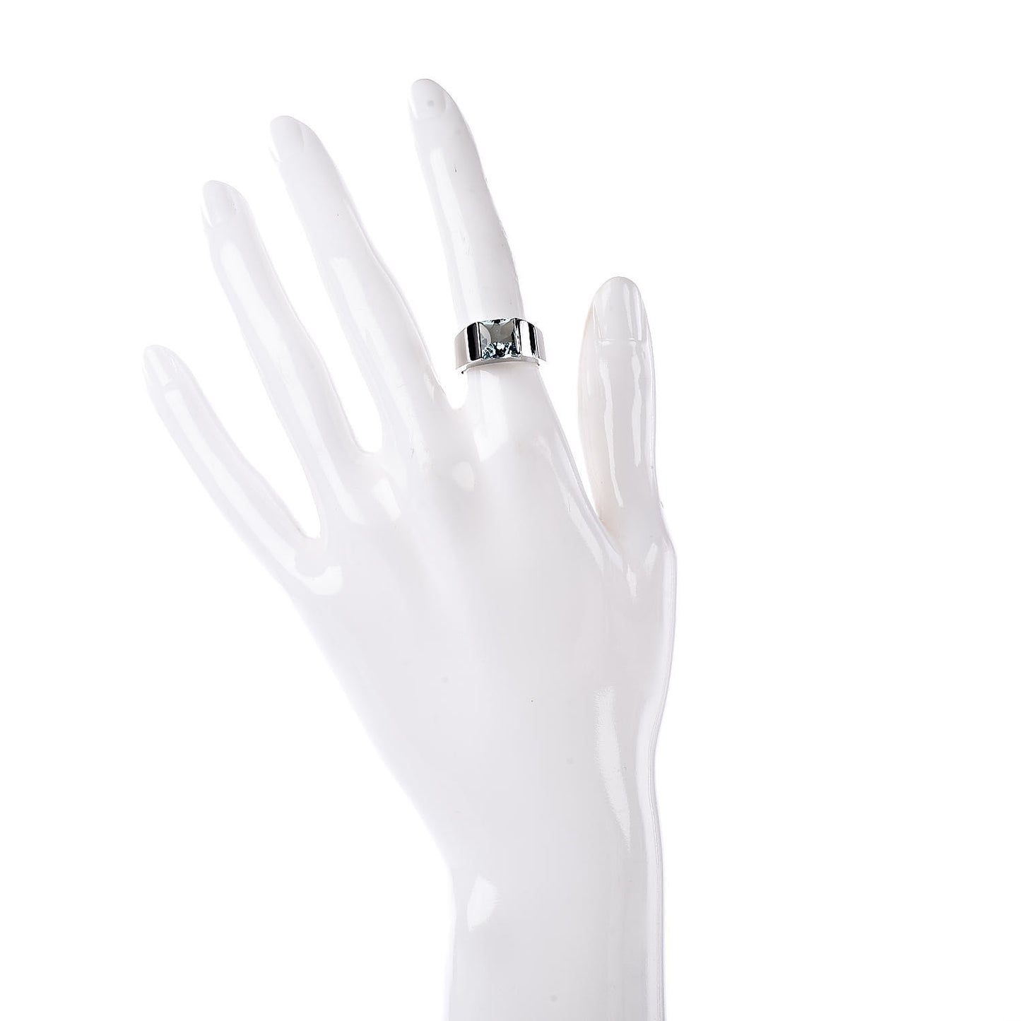 18K White Gold Aquamarine Tank Ring 49 4.75