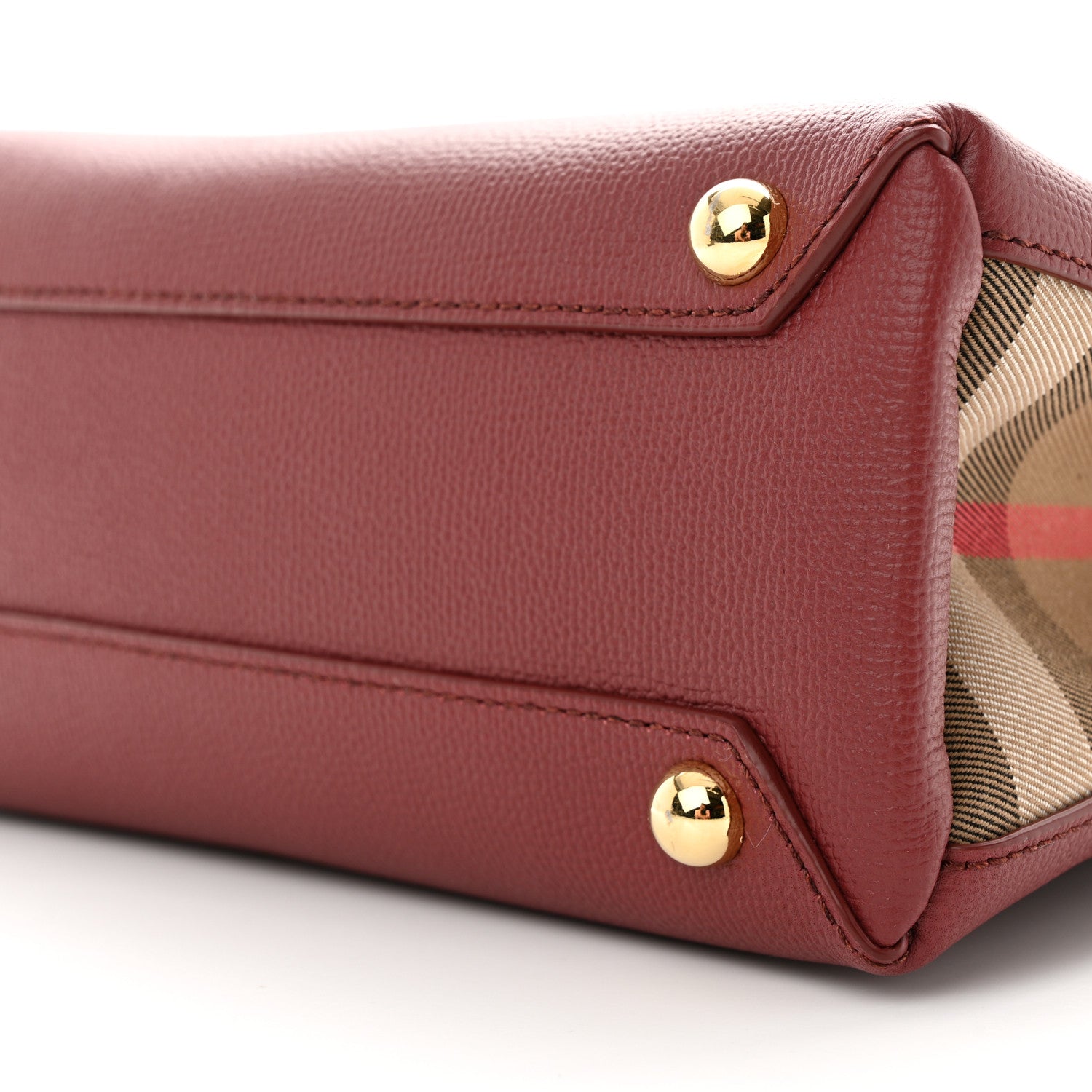Burberry Grainy Calfskin House Check Small Banner Tote Crimson 9 of 9