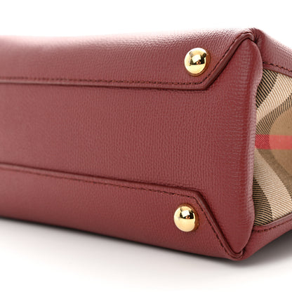 Burberry Grainy Calfskin House Check Small Banner Tote Crimson 9 of 9