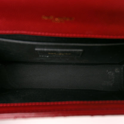 Saint Laurent Grain De Poudre Textured Mixed Matelasse Triquilt Medium Monogram Satchel Oxblood 5 of 10