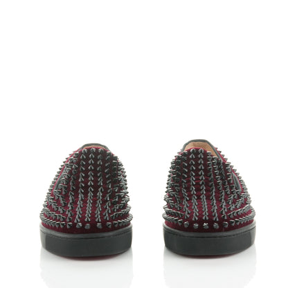 Christian Louboutin Mens Velvet Spikes Roller Boat Flats 40 Rouge Imperial Black 2 of 7