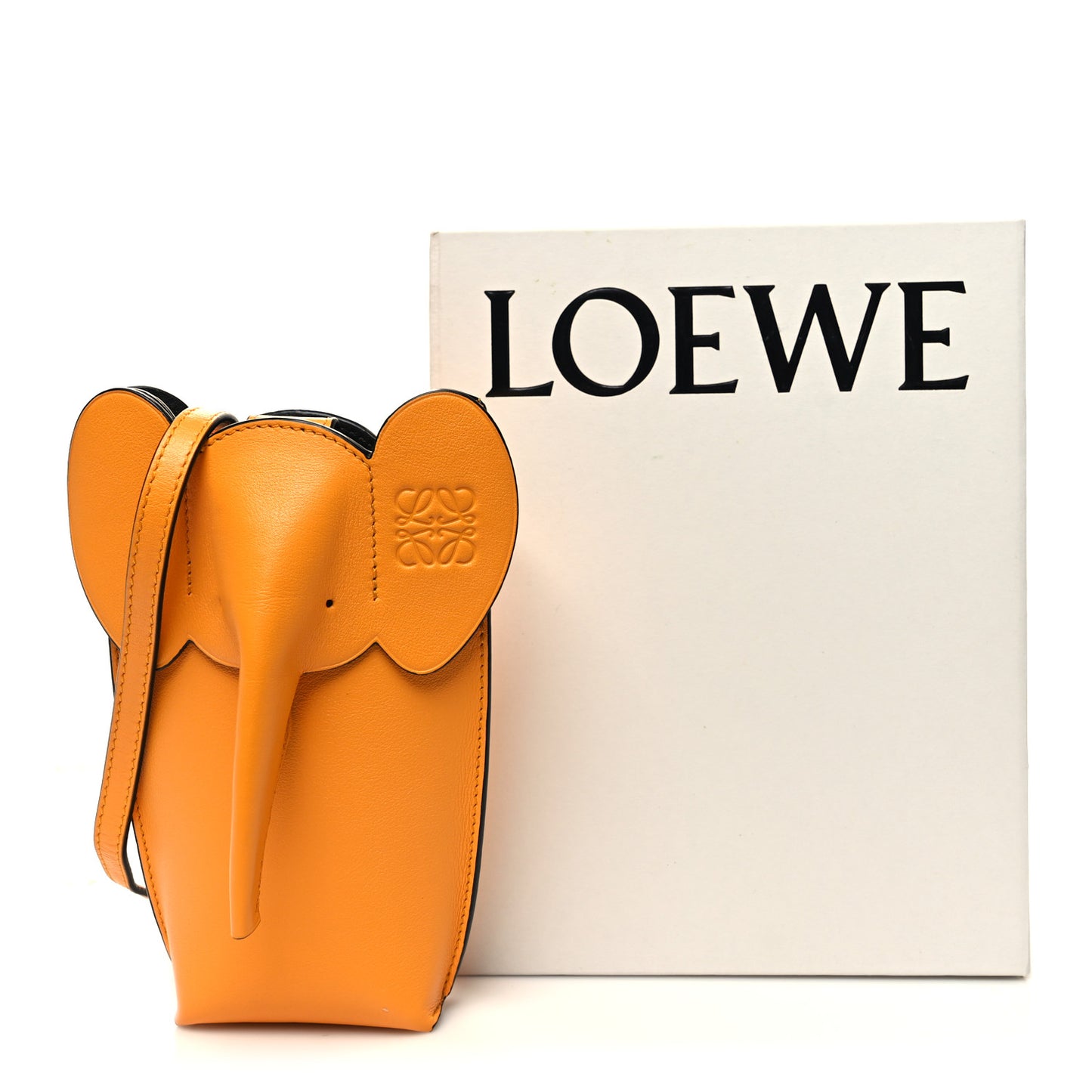Calfskin Elephant Pouch Crossbody Bag Mandarin