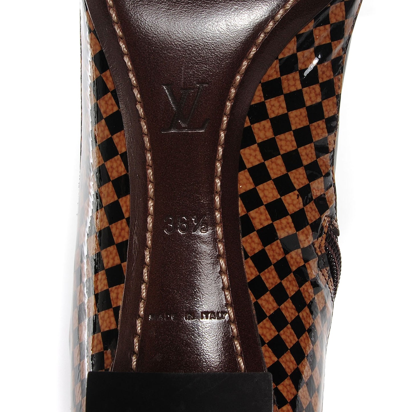 Calfskin Damier Ebene Ankle Boots 36.5