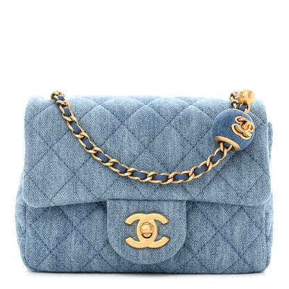 Chanel Denim Quilted Mini Pearl Crush Flap Blue 1 of 10