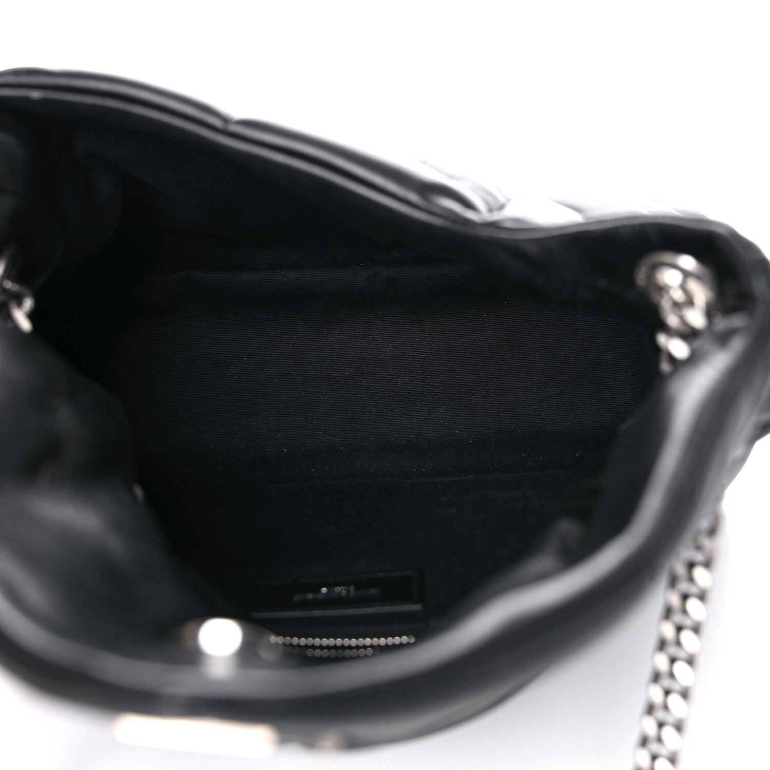 Saint Laurent Lambskin Quilted Small Loulou Puffer Monogram Chain Satchel Black 5 of 14