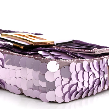 Fendi Satin Sequin Paillettes Shiny Nappa Mini Baguette 1997 Lilla 11 of 12