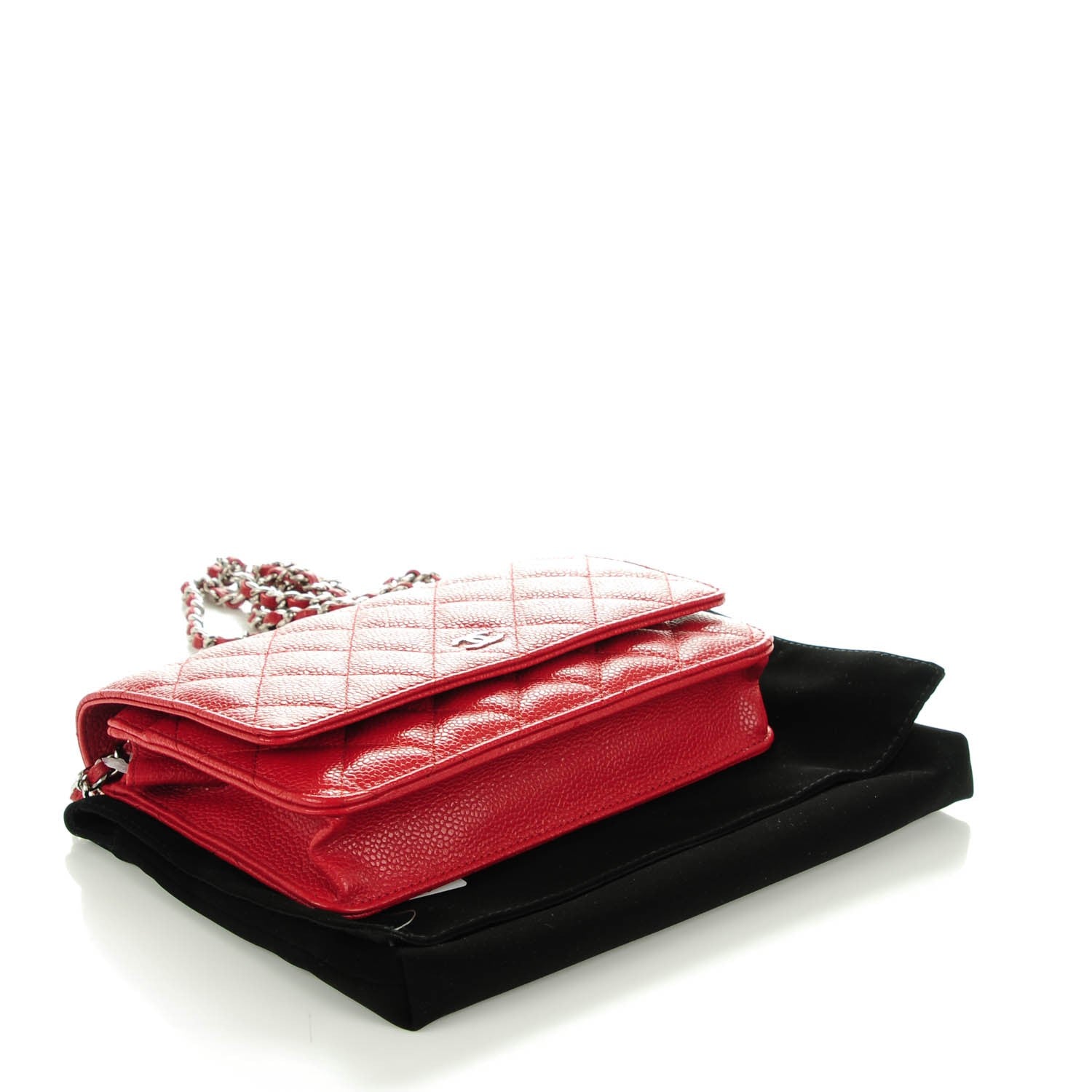Chanel Caviar Quilted Wallet On Chain WOC Dark Red 4 of 8