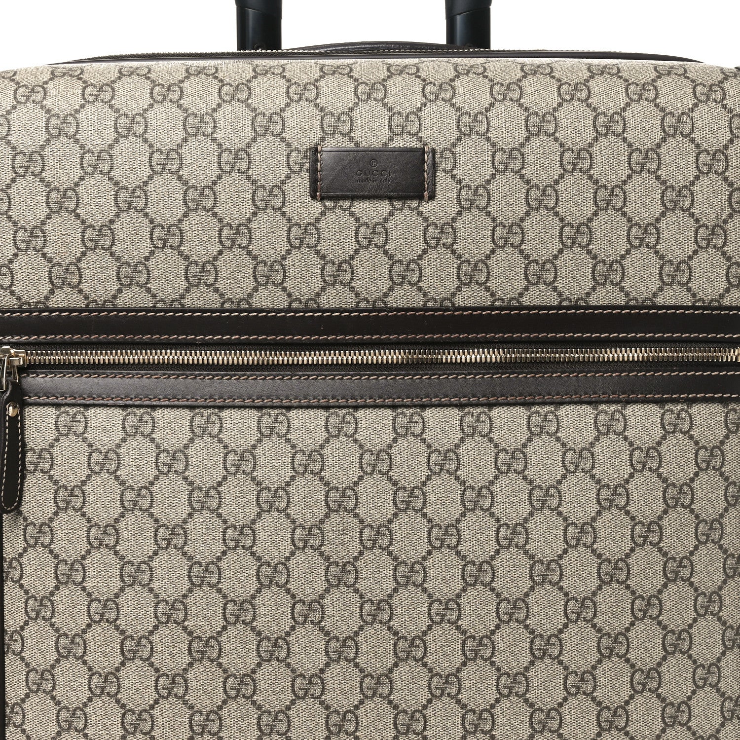Gucci GG Supreme Monogram Selleria Calfskin Four Wheel Carry On Suitcase Beige Ebony Cocoa 7 of 9