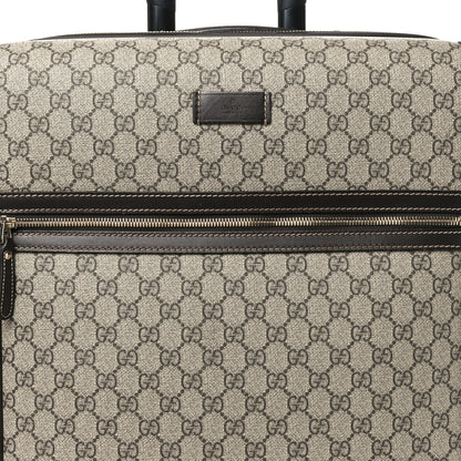 Gucci GG Supreme Monogram Selleria Calfskin Four Wheel Carry On Suitcase Beige Ebony Cocoa 7 of 9