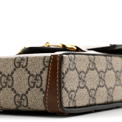 Gucci GG Supreme Monogram Mini Horsebit 1955 Crossbody Bag Beige Brown Sugar 9 of 10
