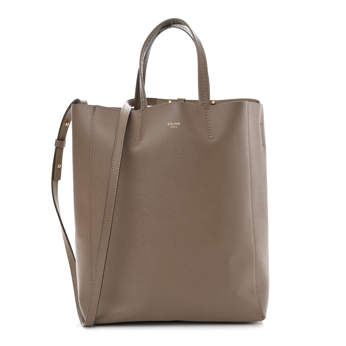 Grained Calfskin Small Vertical Cabas Beige