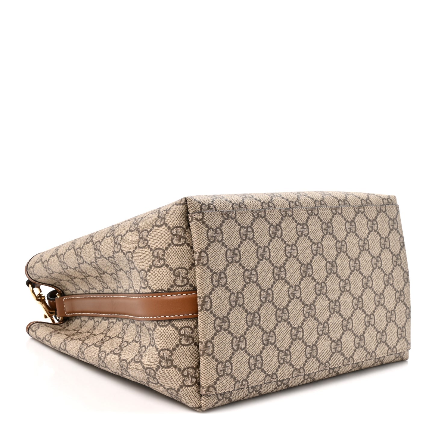 GG Supreme Monogram Medium Emblem Bucket Bag Beige Brown