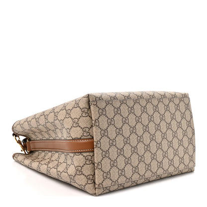 Gucci GG Supreme Monogram Medium Emblem Bucket Bag Beige Brown 4 of 10